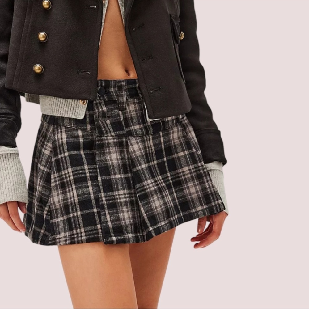 Free People Serena Micro Skort Plaid Size‎ 6 Preppy Grunge